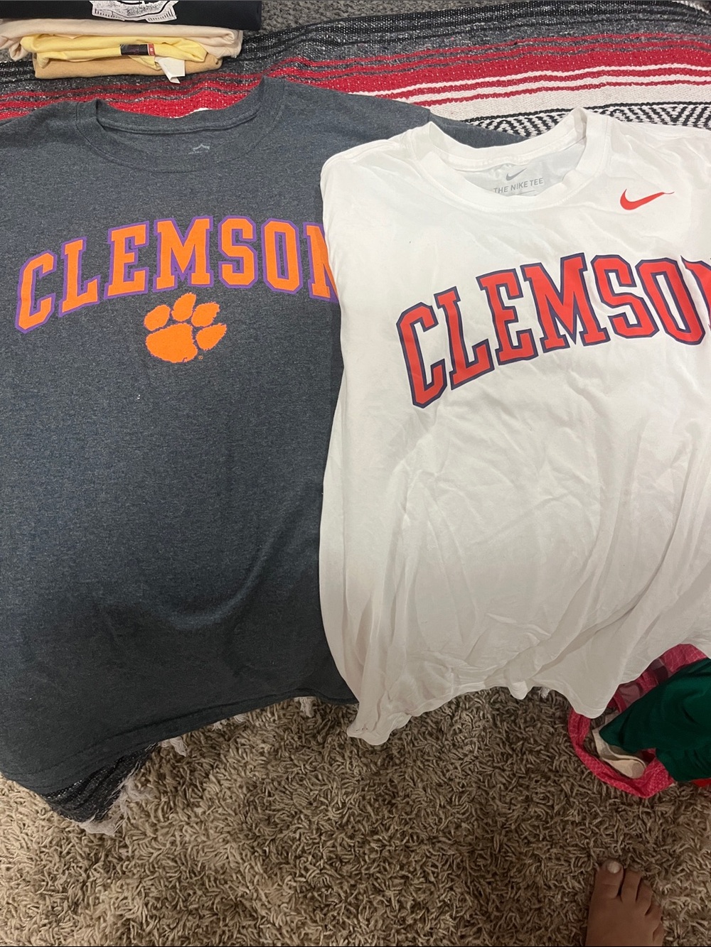 2 Clemson Short Sleeve Tee - Gray & White with Orange Graphics